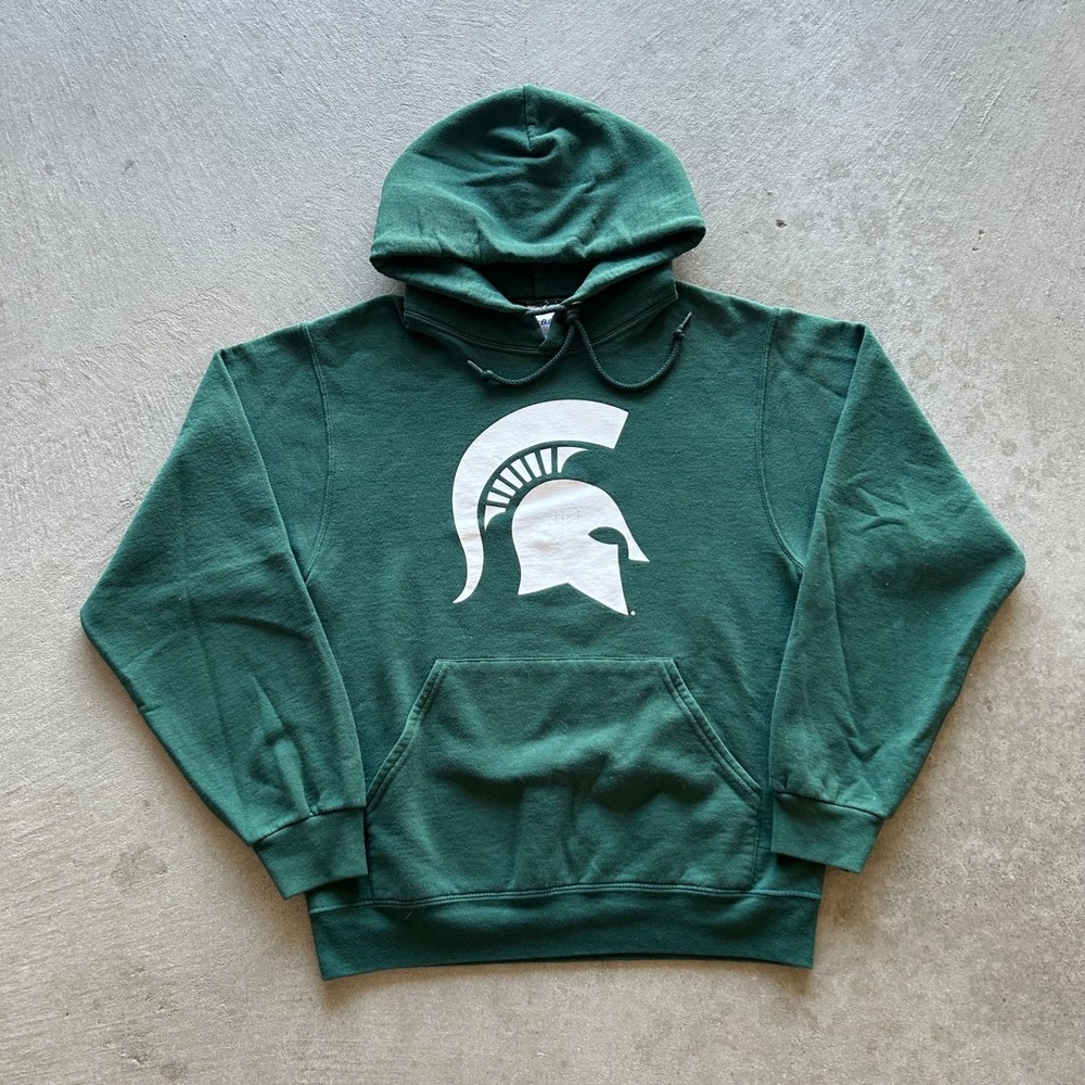 Vintage Michigan State Sweatshirt Size Small Green MSU Hoodie University NCAA